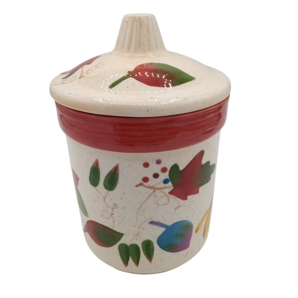 Candle Holder Lidded Hallmark Autumn Leaves Vanilla Jar Y2K Vintage 6 Inches - Picture 4 of 16
